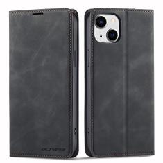 QLTYPRI Capa para iPhone 14 Plus, capa de couro PU premium TPU com suporte para cartão de suporte oculto adsorção magnética à prova de choque capa carteira flip para iPhone 14 Plus (6,7 polegadas