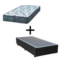 Cama Box Solteiro 88 Tecido Preto Com Colchão Alegro Bello Box D28 Cinza 57x88x188