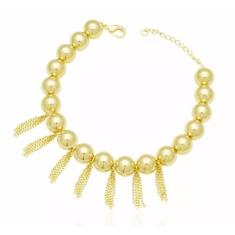 Pulseira Diferente Com Bolas e Corrente Caída Folheado 18k