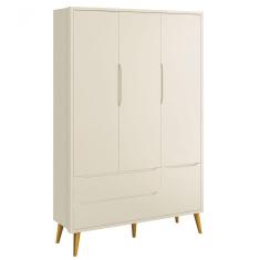 Guarda-roupa Retrô 3 Portas Théo New Areia Fosco Com Madeira - Moveisaqui