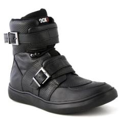 Tênis Masculino Cano Alto RockFit Ramones Couro Fivelas-Masculino