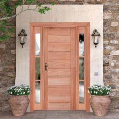 Kit Porta de Abrir Madeira 2 Vitrô 213cmx156cmx12cm PE30 Abertura Dire