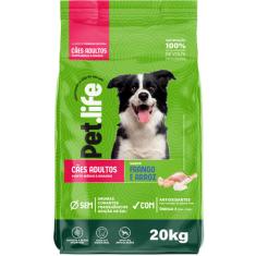 Ração Seca Pet.life Frango e Arroz para Cães Adultos Porte Médio e Grande - 20 Kg