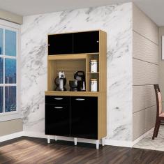 Armário para Cozinha Ambiente Kit Duda 90 cm Damasco Preto - Poquema