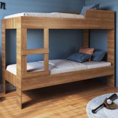 Beliche Infantil/Juvenil Solteiro com Estante Duda Nogal