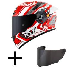 Capacete KYT TT Course Super Mario Branco e Vermelho Mais Viseira Fumê