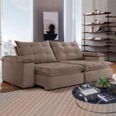 Sofá 4 Lugares Retrátil e Reclinável Espanha 250cm Bege Escuro - Celflex