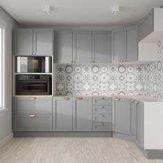 Cozinha Modulada 7 Peças sem Tampo 3 Aéreos 3 Balcões e Torre Quente Arizona CabeCasa MadeiraMadeira Branco/Cinza