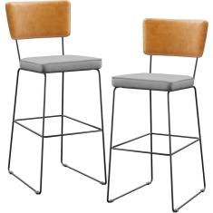 Kit 02 Banquetas Altas Whisky Linho Cinza