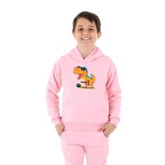 Moletom Canguru Infantil Menino Dino Guitarra Benellys, 4, Rosa