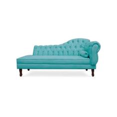 Recamier Divã Juliana 140cm com Strass - Esquerda Suede - Passoni Deco