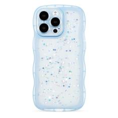ZTOFERA Capa para iPhone 13 Pro Max de 6,7 polegadas, linda capa ondulada encaracolada com glitter estrela, capa protetora de telefone de TPU (poliuretano termoplástico) macio e brilhante transparente