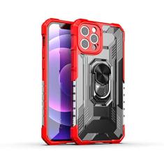 Estojo à prova de choque resistente blindado blindado para iphone 11 12 13 pro max 13 mini anel de metal magnético suporte traseiro capa, vermelho, para iphone 13