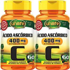 Kit 2 Vitamina C Ácido Ascórbico 60 cápsulas Unilife
