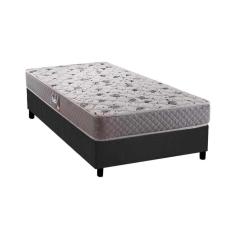 Conjunto Box Solteiro: Colchão Anatômico Herval D28-ag65 Black + Base Crc Suede Gray(88x188)