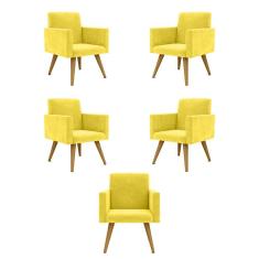 Kit 05 Cadeiras Poltronas Decorativa - Escritório - Recepção Cor:amarelo