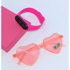 Kit Relógio Infantil Led Bracelete Silicone Ajustável esporte + Óculos