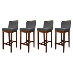 Kit 4 Banquetas Alta para Bancada Ilha Líbia Madeira Capuccino Suede C