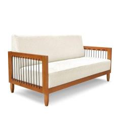 Sofá 2 Lugares Base De Madeira Mariana 160 Cm Linho Natural S04 - D'ro