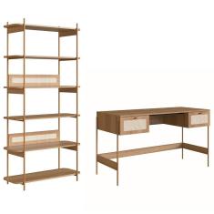 Mesa Escrivaninha E Estante Pé Metal Arlo A10 Hanover-dourado - Mpozenato