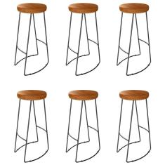 Kit 06 Banqueta Alta Aurum Peroba Preto Bar Cozinha Sala Jantar Dhom Peroba Preto