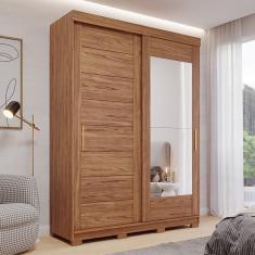 Guarda-roupa Solteiro 3 Portas de Correr 3 Gavetas com Espelhos 100% Mdf Dubai Espresso Móveis Cinamomo