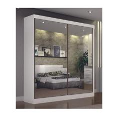 Guarda Roupa Solteiro Espelhado 2 Portas 3 Gavetas - São Paulo-Branco 