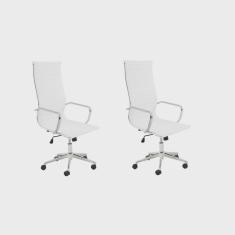 Kit 2 Cadeiras de Escritório Presidente Esteirinha em Corino Sevilha