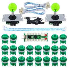 SJ@JX Kit de teclado mecânico para 2 jogadores, LED, fliperama, Raspberry Pi, botão LED, controle de joystick de luta, zero atraso, codificador USB retropie
