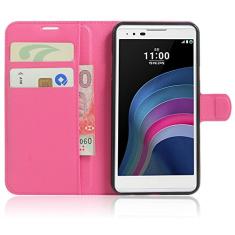 Capa estilo LG X (5.3), capa carteira flip de couro PU premium com compartimento para cartão, suporte e fecho magnético [capa interior à prova de choque de TPU] Compatível com estilo LG X (5.3)