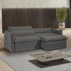 Sofá Cama Retrátil e Reclinável Aurora Veludo