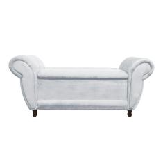 Recamier Com Baú Itália Namoradeira Calçadeira Suede Cinza