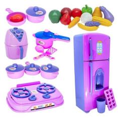Kit Cozinha Infantil Menina Fruta Mercadinho Air Fryer 26Pç - Altimar