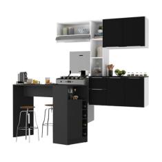 Armário de Cozinha Compacta com Bancada Americana Sofia Multimóveis Mp2196 Branco/preto