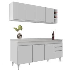 Armário Nevada E Balcão 180cm Com Tampo Dallas Branco - Lumil