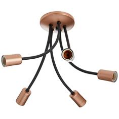 Emalustres Plafon Aranha Preto/Cobre 5 lamp