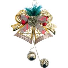 Enfeite Pendente Natalino Sino Laço Bolas Decoração De Natal