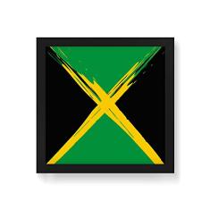 Arte Maníacos Quadro Decorativo Bandeira Jamaica - 50x50cm (Moldura em laca preta)