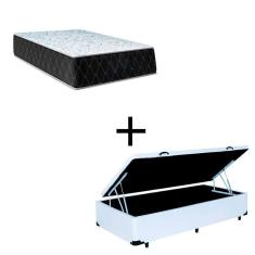 Cama Baú Solteiro 88 Tecido Sintético Branco Com Colchão Marrocos - Poliéster - Espuma D33 30cm