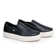 Tênis Slip On Feminino Casual Elástico Calce Fácil Detalhe Coração Met