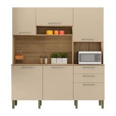 Armário De Cozinha Compacta 6 Portas E 2 Gavetas 180cm Dali Freijó-vanilla - Pallazio