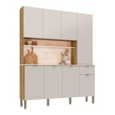 Armário De Cozinha Compacta 8 Portas E 1 Gaveta 161cm Dacar Freijó-soft - Pallazio