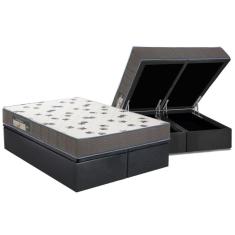 Conjunto Box Baú Queen: Colchão Espuma Ortobom D33 Light Saúde + Base Crc Suede Gray (158x198)