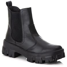 Bota Feminina Botina Chunky Chelsea Conforto Casual (Branco, 34)