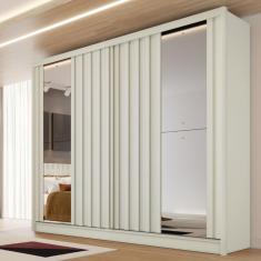 Guarda Roupa Casal Ripado com Espelho 2 Portas de Correr 100 MDF Galati Made Marcs