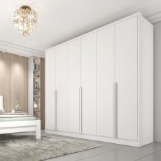 Guarda Roupa Casal Fortuna 6 Portas de Bater 6 Gavetas MDF Neve Tcil Móveis