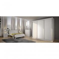 Guarda Roupa Casal Palazzo 3 Portas 6 Gavetas MDF branco Móveis Novo Horizonte