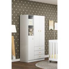 Guarda Roupa Bb-322 3 Portas Bater 3 Gavetas MDP Branco Ditália Móveis