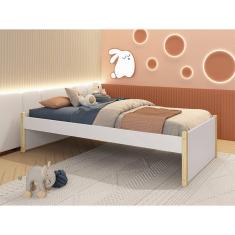 Cama Evolutiva 2 em 1 Ravi com Pés em Madeira Natural - Branco Fosco