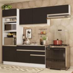 Armário de Cozinha Completa 270cm Branco/Preto Glamy Madesa 15, Branco